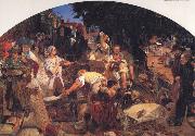 Ford Madox Brown Chaucer at the Curt of Edward III oil painting on canvas